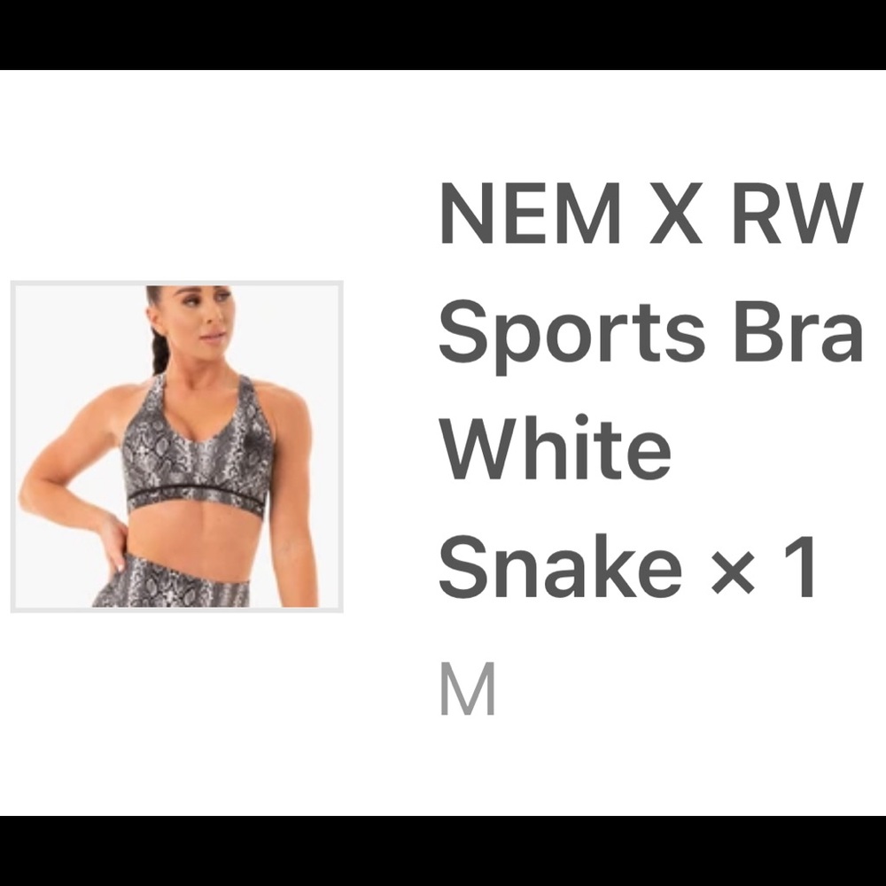 NWT Ryderwear black/white snakeskin sports bra